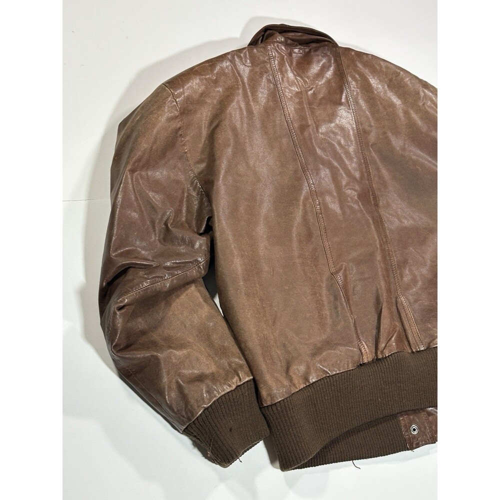 Vintage 80s Split End Ltd Leather Bomber Jacket Brown Men’s Size Small 1980s - Picture 11 of 16